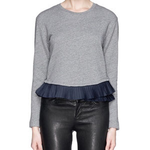 [J. Crew] Grey Ruffle Bottom Sweatshirt